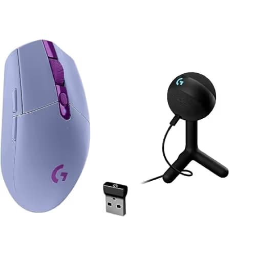 Logitech G305 Lightspeed Wireless Gaming Mouse, Lilac + Yeti Orb RGB Gaming Microphone with LIGHTSYNC, USB Mic for Streaming image