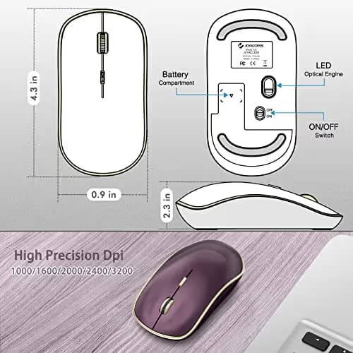 JOYACCESS J Wireless Mouse for Laptop, 2.4G Slim Wireless Silent Mouse, Portable Wireless Computer Mouse, 3200 DPI, USB Wireless Mouse for Desktop, Notebook, Chromebook, PC (Wine Red) image