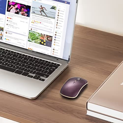 JOYACCESS J Wireless Mouse for Laptop, 2.4G Slim Wireless Silent Mouse, Portable Wireless Computer Mouse, 3200 DPI, USB Wireless Mouse for Desktop, Notebook, Chromebook, PC (Wine Red) image