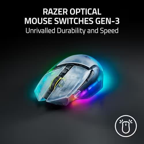 Razer Basilisk V3 Pro Wireless Gaming Mouse, 35K DPI Sensor, HyperScroll Tilt Wheel, Optical Switches, 13 Customizable Controls, RGB Lighting, Up to 140-Hour Battery Life, Phantom White image