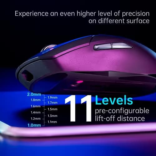Rapoo VT9Pro Wireless Gaming Mouse - Esports Grade Performance Gaming Mice, PAW 3398 Sensor, 26000 DPI, 1ms Response Time, 68g Lightweight, 10 Programmable Buttons, Long Battery Life, Black image
