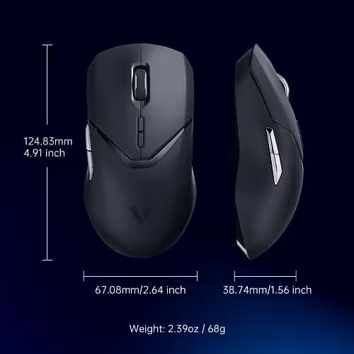 Rapoo VT9Pro Wireless Gaming Mouse - Esports Grade Performance Gaming Mice, PAW 3398 Sensor, 26000 DPI, 1ms Response Time, 68g Lightweight, 10 Programmable Buttons, Long Battery Life, Black image