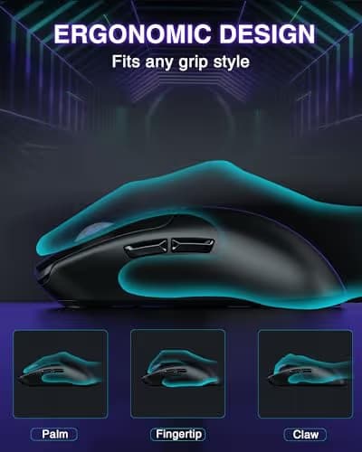 AULA SC580 Wireless Gaming Mouse, Tri-Mode 2.4G/BT5.0/USB-C Gaming Mouse, 12000 DPI Rechargeable Wireless Mouse with 6 Programmable Buttons, Ergonomic Computer Mouse for Laptop/PC/Mac/Tablet image