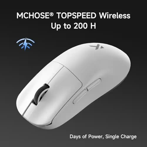 MCHOSE L7 Pro+ Wireless Gaming Mouse Esports, Ultra-Lightweight Mouse with 26K DPI, 650 IPS, 8K Polling Rate, Optical Switch, 7 Programmable Buttons, Tri-Mode Connection, 200H Battery, PC/Mac - White image