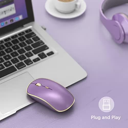 JOYACCESS Silent Wireless Mouse - 2.4G Portable & Ergonomic with 5 DPI Levels for Desktop, Notebook, PC & Laptop (Purple) image