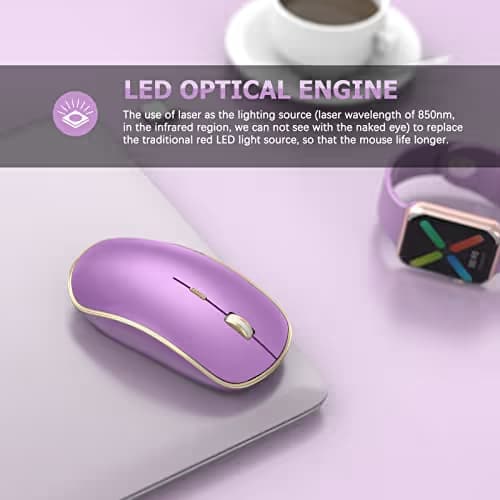 JOYACCESS Silent Wireless Mouse - 2.4G Portable & Ergonomic with 5 DPI Levels for Desktop, Notebook, PC & Laptop (Purple) image