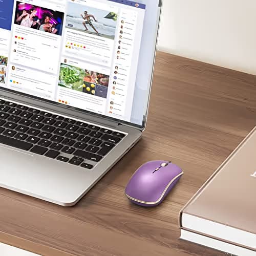 JOYACCESS Silent Wireless Mouse - 2.4G Portable & Ergonomic with 5 DPI Levels for Desktop, Notebook, PC & Laptop (Purple) image