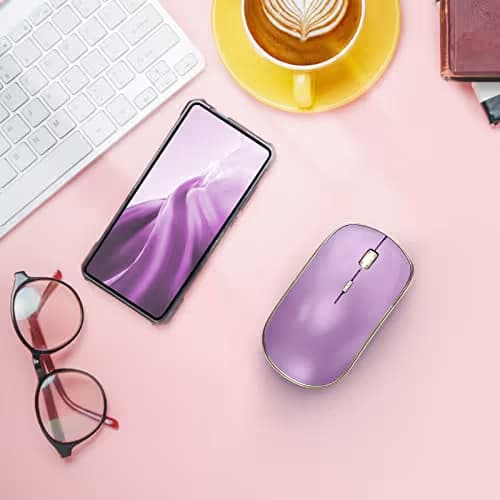 JOYACCESS Silent Wireless Mouse - 2.4G Portable & Ergonomic with 5 DPI Levels for Desktop, Notebook, PC & Laptop (Purple) image