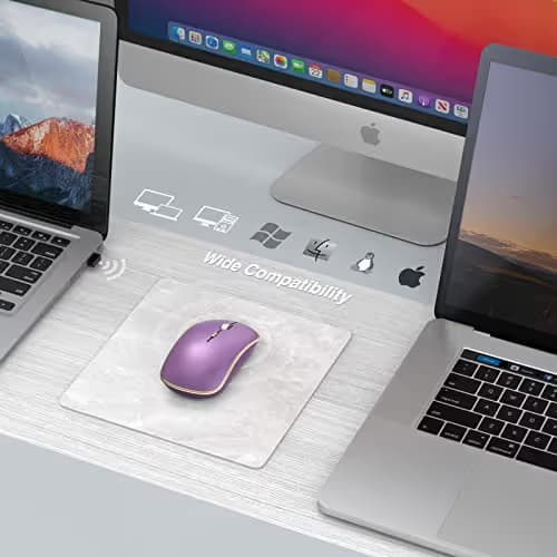 JOYACCESS Silent Wireless Mouse - 2.4G Portable & Ergonomic with 5 DPI Levels for Desktop, Notebook, PC & Laptop (Purple) image