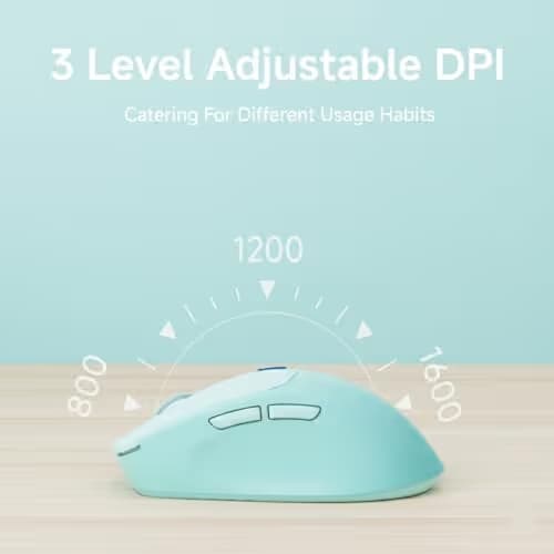 SEUNKWANG EWEADN Q5 Wireless Mouse, Bluetooth & 2.4G Quiet Computer Mouses with Battery Level Display, 1600 DPI, Ergonomic Office Mouse, 6 Button Portable Cute Computer Mouse for Laptop/PC/Mac - Blue image