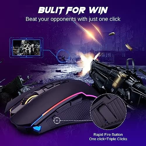 Redragon Wireless Gaming Mouse, Tri-Mode 2.4G/USB-C/Bluetooth Mouse Gaming, 12000 DPI, RGB Backlit, Fully Programmable, Rechargeable Wireless Computer Mouse for Laptop PC Mac, Black image