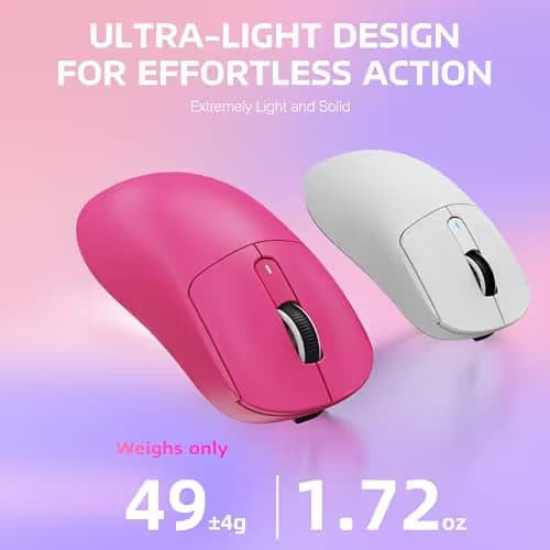 ATTACK SHARK X3 Wireless Gaming Mouse, 49g Ergonomic Computer Mouse, Triple Modes PAW3395 26K DPI Optical Sensor, 200h Battery Life, Programmable Buttons, Gaming Accessories for PC/Laptop/Mac (Berry) image