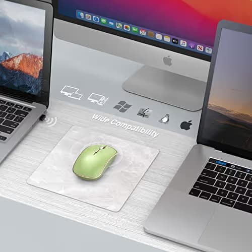 JOYACCESS J 2.4G Slim Wireless Silent Mouse - Portable Wireless Computer Mouse with 5 Adjustable DPI Levels, USB for Desktop, Notebook, MacBook, Chromebook, PC (Light Green) image