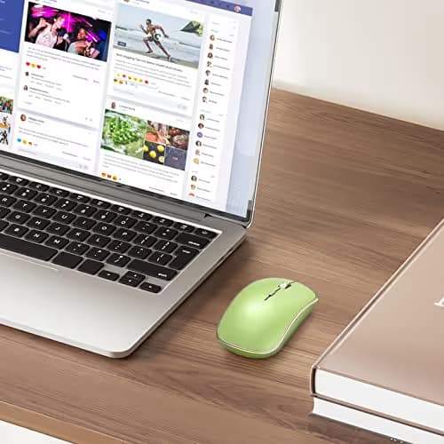 JOYACCESS J 2.4G Slim Wireless Silent Mouse - Portable Wireless Computer Mouse with 5 Adjustable DPI Levels, USB for Desktop, Notebook, MacBook, Chromebook, PC (Light Green) image
