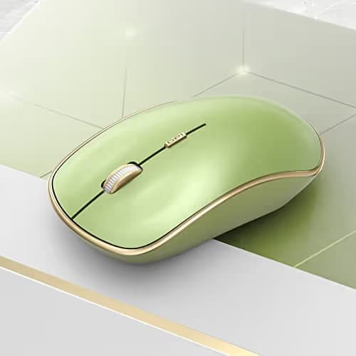 JOYACCESS J 2.4G Slim Wireless Silent Mouse - Portable Wireless Computer Mouse with 5 Adjustable DPI Levels, USB for Desktop, Notebook, MacBook, Chromebook, PC (Light Green) image