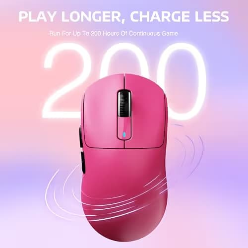 ATTACK SHARK X3 Lightweight Wireless Gaming Mouse with Tri-Mode 2.4G/USB-C Wired/Bluetooth,Up to 26K DPI, PAW3395 Optical Sensor,Kailh GM8.0 Switch,5 programmable Buttons for PC/Win/Mac(Berry Red) image
