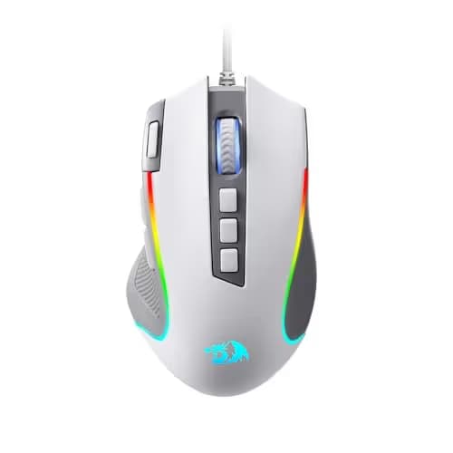 Redragon M612 RGB Gaming Mouse, 8000 DPI Wired Optical Mouse with 9 Programmable Buttons & 5 Backlit Modes, Software Supports DIY Keybinds Rapid Fire Button, Gray&White main image
