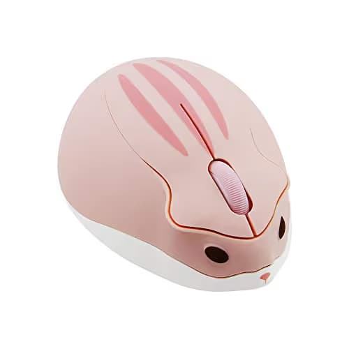 2.4GHz Wireless Mouse Cute Hamster Shape Less Noice Portable Mobile Optical 1200DPI USB Mice Cordless Mouse for PC Laptop Computer Notebook MacBook Gaming Kids Girl Men Women Adults Gift (Pink) main image