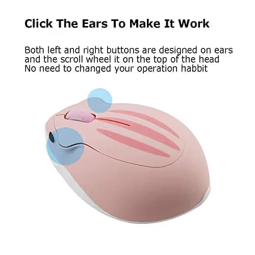 2.4GHz Wireless Mouse Cute Hamster Shape Less Noice Portable Mobile Optical 1200DPI USB Mice Cordless Mouse for PC Laptop Computer Notebook MacBook Gaming Kids Girl Men Women Adults Gift (Pink) image