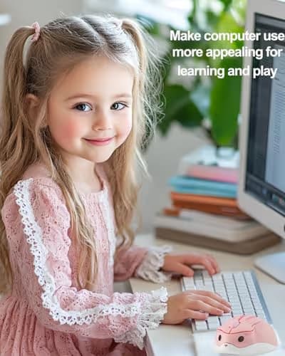 2.4GHz Wireless Mouse Cute Hamster Shape Less Noice Portable Mobile Optical 1200DPI USB Mice Cordless Mouse for PC Laptop Computer Notebook MacBook Gaming Kids Girl Men Women Adults Gift (Pink) image