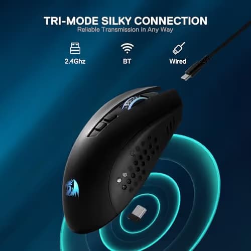 Redragon M656 MAX 3-Mode Wireless Gaming Mouse, 10000 DPI Rechargeable Gaming Mice w/ 5 DPI Levels, 7 Macro Buttons, RGB Backlight & Pro Software Supported, for PC/Mac/Laptop image