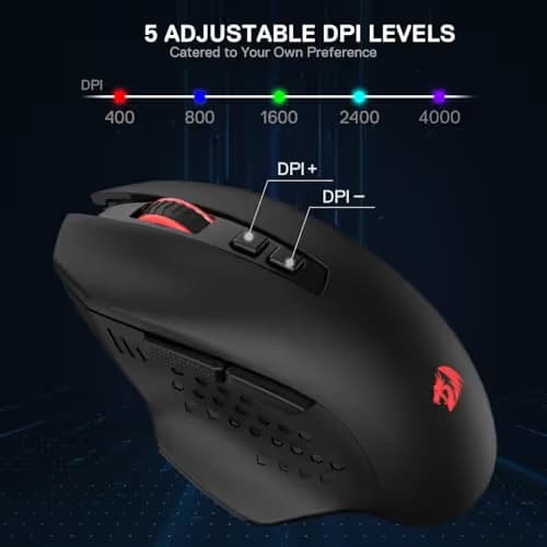 Redragon M656 MAX 3-Mode Wireless Gaming Mouse, 10000 DPI Rechargeable Gaming Mice w/ 5 DPI Levels, 7 Macro Buttons, RGB Backlight & Pro Software Supported, for PC/Mac/Laptop image