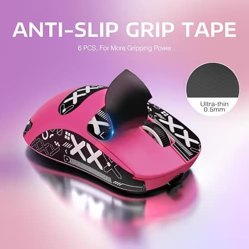 MANBASNAKE × ATTACK SHARK X3 Wireless Gaming Mouse, 49g Lightweight Triple Mode Ergonomic Computer Mouse, PAW3395 26K DPI Sensor,200h Battery Life, Griptape Programmable Buttons for PC/Mac/Win (Berry) image