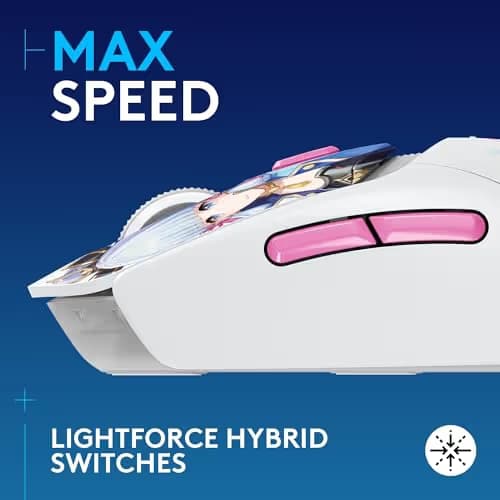 Logitech G309 Lightspeed Wireless Gaming Mouse, Lightweight, LIGHTFORCE Hybrid Switches, Hero 25K Sensor, 300+ Hour Battery Life, 6 Programmable Buttons, PC & Mac - Genshin Impact Limited Edition image