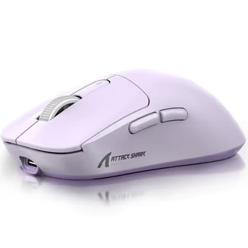 ATTACK SHARK X3 Wireless Gaming Mouse, 49g Ergonomic Computer Mouse, Triple Modes PAW3395 26K DPI Optical Sensor, 200h Battery Life, Programmable Buttons, Gaming Accessories for PC/Laptop/Mac (Purple) image