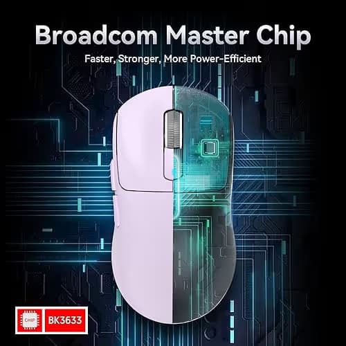 ATTACK SHARK X3 Wireless Gaming Mouse, 49g Ergonomic Computer Mouse, Triple Modes PAW3395 26K DPI Optical Sensor, 200h Battery Life, Programmable Buttons, Gaming Accessories for PC/Laptop/Mac (Purple) image