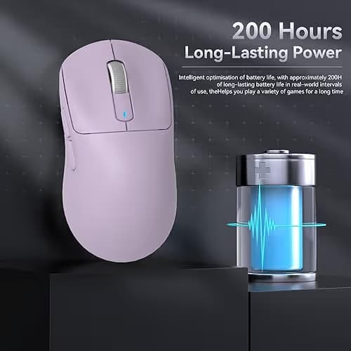 ATTACK SHARK X3 Wireless Gaming Mouse, 49g Ergonomic Computer Mouse, Triple Modes PAW3395 26K DPI Optical Sensor, 200h Battery Life, Programmable Buttons, Gaming Accessories for PC/Laptop/Mac (Purple) image