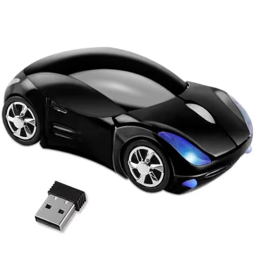 HuGuWdy Black Car Mouse，2.4G with USB Reciver 1600DPI Computer Mice Wireless for Computer Cute Wireless Mouse for Laptop Computer Tablet for Windows for Mac OS for Christmas（Black） image