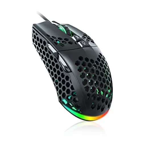 SOLAKAKA SM900 Gaming Mouse Wired with RGB,Honeycomb Shell,12800 DPI Wired Gaming Mouse with Buttons,Computer Mouse for Laptop/PC,Black image