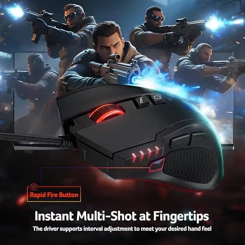 acer Wired Gaming Mouse, 12,800 DPI RGB Ergonomic Computer Mouse with Optical Sensor, 8 Programmable Buttons, 12 Backlit Modes, Software for DIY Keybinds, Rapid Fire, USB Gaming Mice for Laptop, PC image