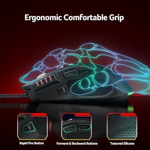 acer Wired Gaming Mouse, 12,800 DPI RGB Ergonomic Computer Mouse with Optical Sensor, 8 Programmable Buttons, 12 Backlit Modes, Software for DIY Keybinds, Rapid Fire, USB Gaming Mice for Laptop, PC image