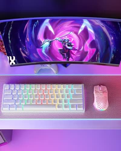 SOLAKAKA SM600 Pink Wireless Gaming Mouse with Honeycomb Shell, Side Buttons,Tri-Modes(BT5.1+BT5.1+2.4GHz) Lightweight RGB Wireless Mouse for PC/Tablet/Desktop/Office/Games image