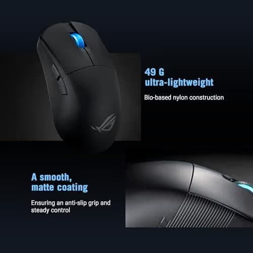 ASUS ROG Harpe Ace Mini Wireless Esports Gaming Mouse – Small Compact Design, Right-Handed, 49g Lightweight, Tri-Mode Connectivity, 36K DPI, up to 105Hr Battery, Pro-Approved, PC/Mac Support - Black image