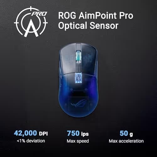 ASUS ROG Harpe Ace Mini Wireless Esports Gaming Mouse – Small Compact Design, Right-Handed, 49g Lightweight, Tri-Mode Connectivity, 36K DPI, up to 105Hr Battery, Pro-Approved, PC/Mac Support - Black image