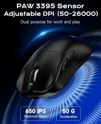 VGN Dragonfly F1 Pro Max Wireless Gaming Mouse, 130h Playtime Long Endurance, 55g Lightweight, PAW3395 26K DPI Flagship Sensor, 4000Hz Polling Rate Supported, Low Latency Esports Peripherals, Black image