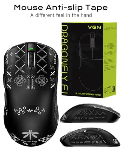 VGN Dragonfly F1 Pro Max Wireless Gaming Mouse, 130h Playtime Long Endurance, 55g Lightweight, PAW3395 26K DPI Flagship Sensor, 4000Hz Polling Rate Supported, Low Latency Esports Peripherals, Black image