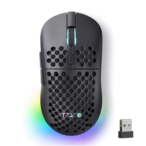 TMKB Falcon M1 Wireless Gaming Mouse, 24000DPI Optical Sensor, 180Hrs Battery, Lightweight, 6 Programmable Buttons, RGB Strip, 2.4G/BT5.2/USB-C Wired for PC/Mac/Laptop - Matte Black main image