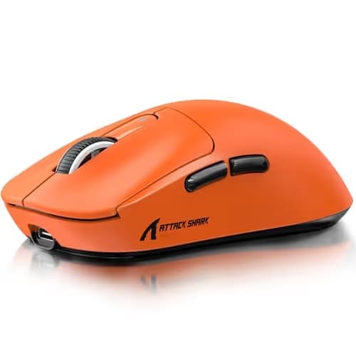 ATTACK SHARK X3 Wireless Gaming Mouse, 49g Ergonomic Computer Mouse, Triple Modes PAW3395 26K DPI Optical Sensor, 200h Battery Life, Programmable Buttons, Gaming Accessories for PC/Laptop/Mac(Orange) image