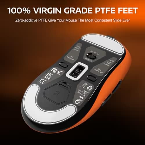 ATTACK SHARK X3 Wireless Gaming Mouse, 49g Ergonomic Computer Mouse, Triple Modes PAW3395 26K DPI Optical Sensor, 200h Battery Life, Programmable Buttons, Gaming Accessories for PC/Laptop/Mac(Orange) image