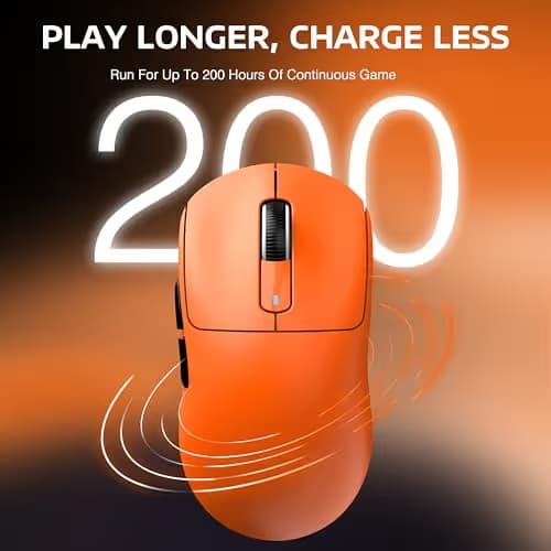 ATTACK SHARK X3 Wireless Gaming Mouse, 49g Ergonomic Computer Mouse, Triple Modes PAW3395 26K DPI Optical Sensor, 200h Battery Life, Programmable Buttons, Gaming Accessories for PC/Laptop/Mac(Orange) image