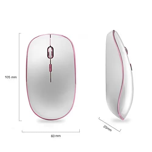 JOYACCESS Wireless Mouse for Laptop - Ultra Thin, Silent, 2400 DPI Portable Optical Mouse for Laptop,Computer,MacBook,Windows, Chromebook, PC (White + Pink) image