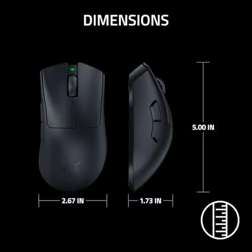 Razer DeathAdder V3 Pro Wireless Gaming Mouse + Hyperpolling Wireless Dongle: 63g Ultra Lightweight - Focus Pro 30K Optical Sensor - Optical Switches Gen-3-5 Programmable Buttons - Black image