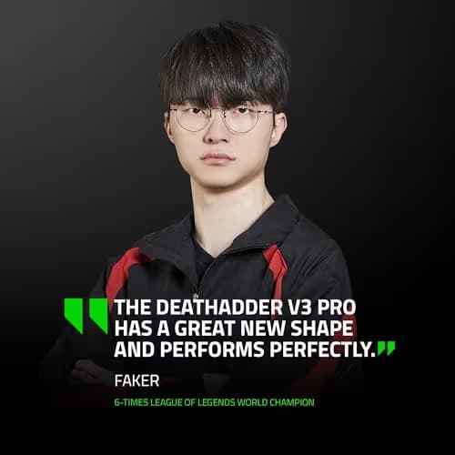 Razer DeathAdder V3 Pro Wireless Gaming Mouse + Hyperpolling Wireless Dongle: 63g Ultra Lightweight - Focus Pro 30K Optical Sensor - Optical Switches Gen-3-5 Programmable Buttons - Black image