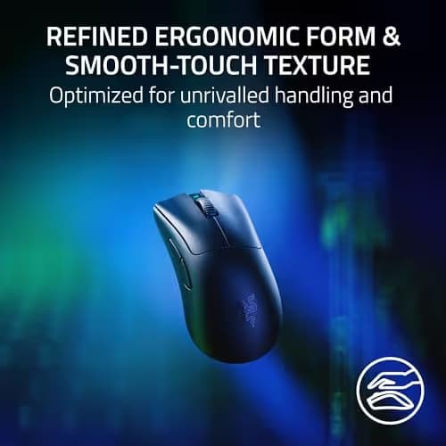 Razer DeathAdder V3 Pro Wireless Gaming Mouse + Hyperpolling Wireless Dongle: 63g Ultra Lightweight - Focus Pro 30K Optical Sensor - Optical Switches Gen-3-5 Programmable Buttons - Black image