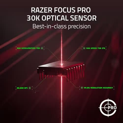 Razer DeathAdder V3 Pro Wireless Gaming Mouse + Hyperpolling Wireless Dongle: 63g Ultra Lightweight - Focus Pro 30K Optical Sensor - Optical Switches Gen-3-5 Programmable Buttons - Black image
