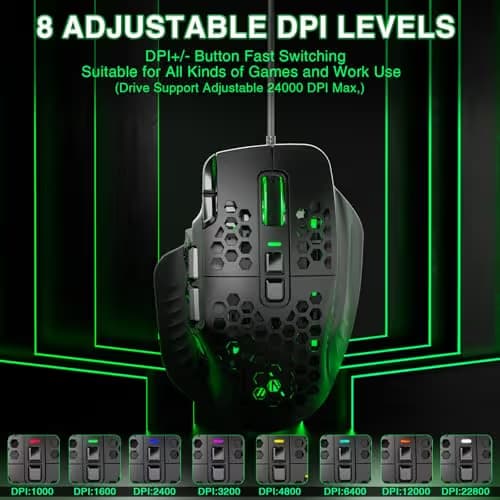 SOLAKAKA SM809 Gaming Mouse for MMO,24000 DPI,16 Programmable,RGB PC Gaming Mice,Black image